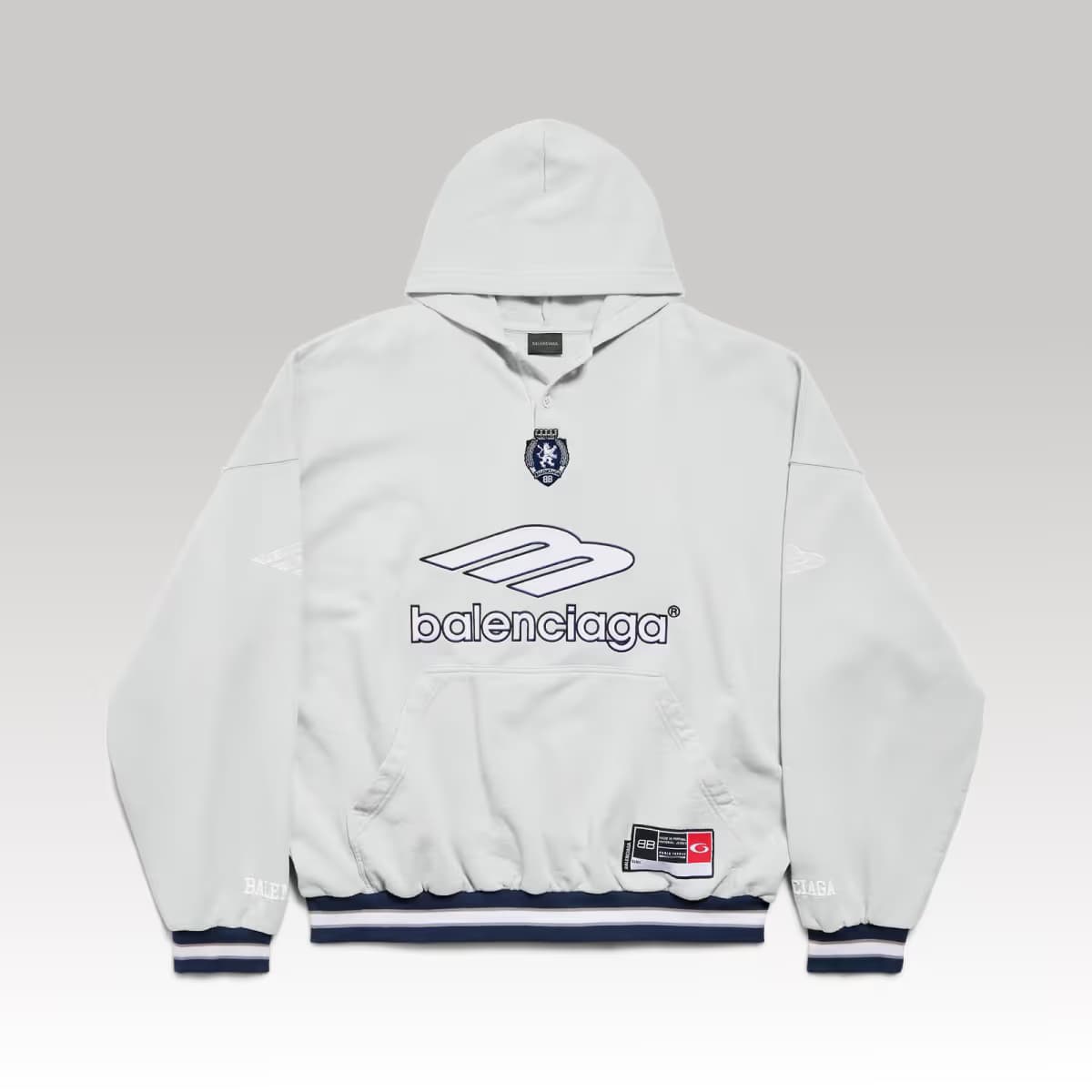 Balenciaga 3b Football Polo Hoodie in Grey_00000