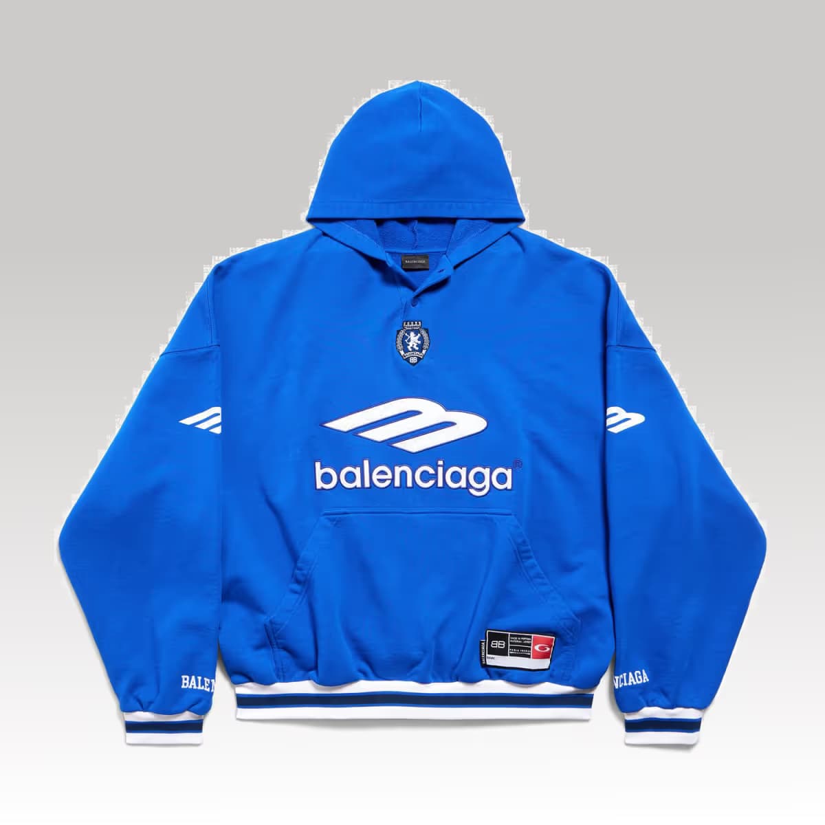 Balenciaga 3b Football Polo Hoodie in Royal Blue_00000