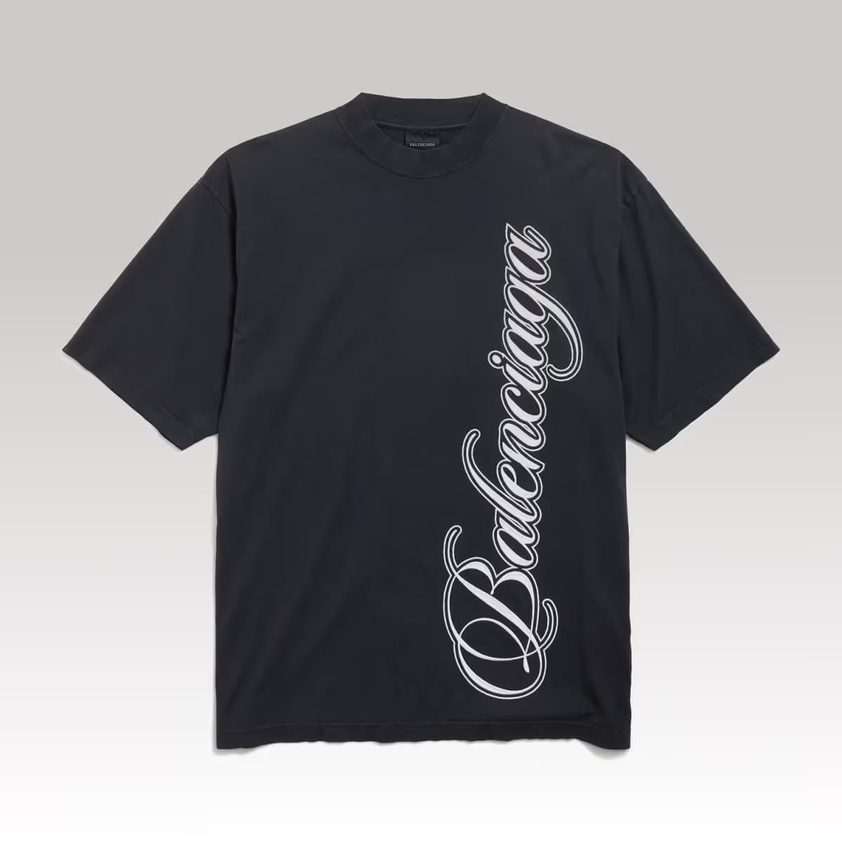 Balenciaga Cursive Medium Fit T-shirt in Black_5_00000