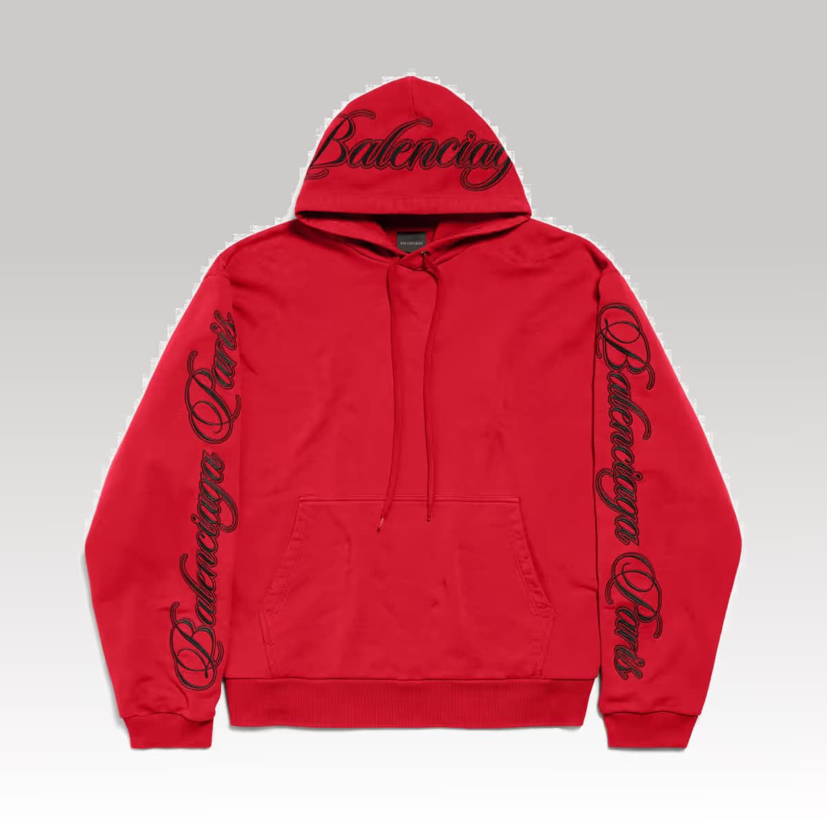 Balenciaga Cursive Oversized Hoodie in Red_00000