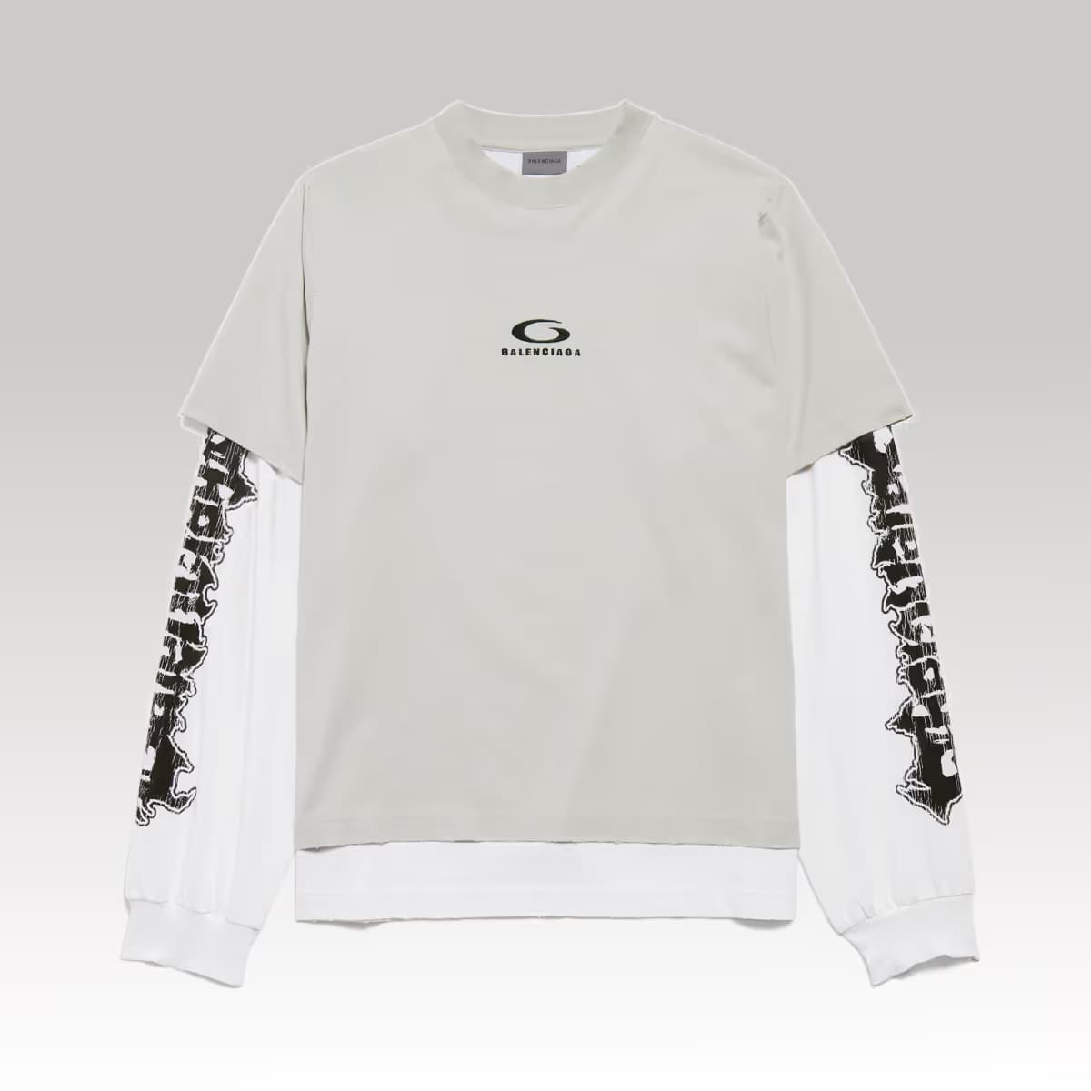 Balenciaga Hybrid Double T-shirt in Light Greywhite_00000