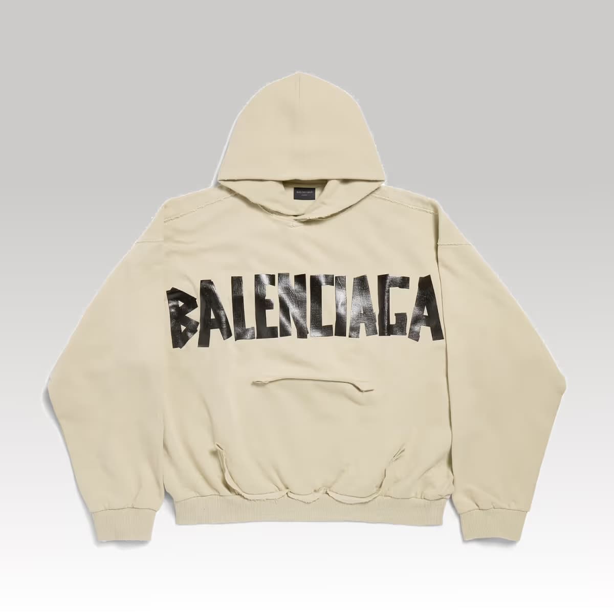 Balenciaga Tape Type Ripped Pocket Hoodie in Beige_00000