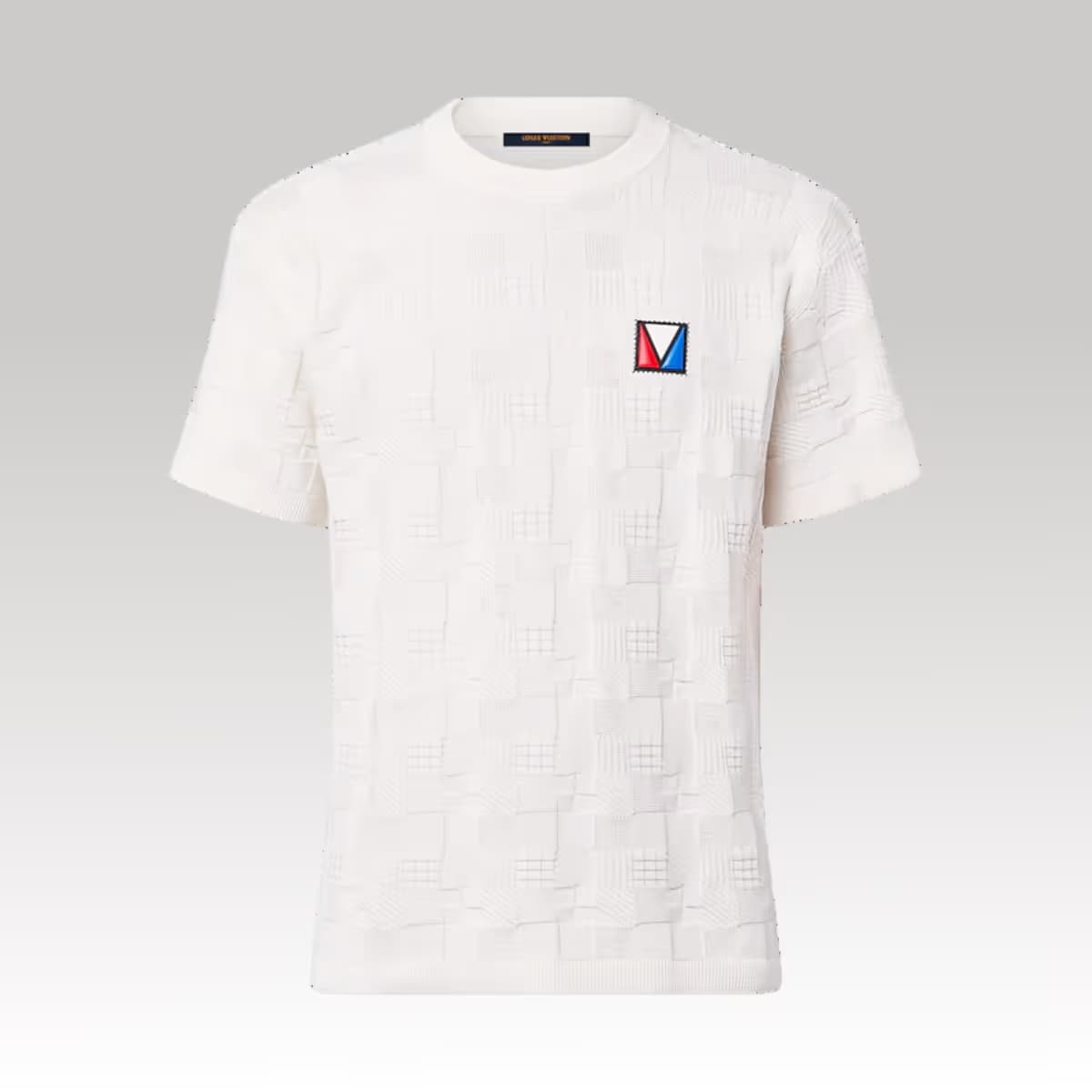 Damier Jacquard Short-Sleeved Cotton Crewneck_00000