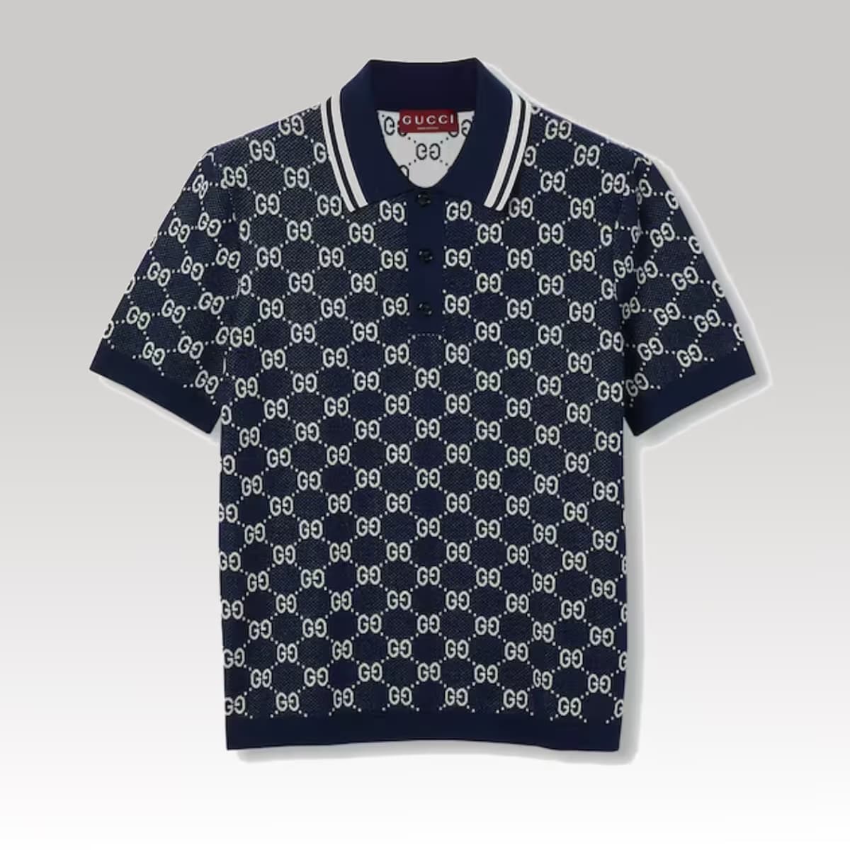 GG cotton knit jacquard polo shirt_00000