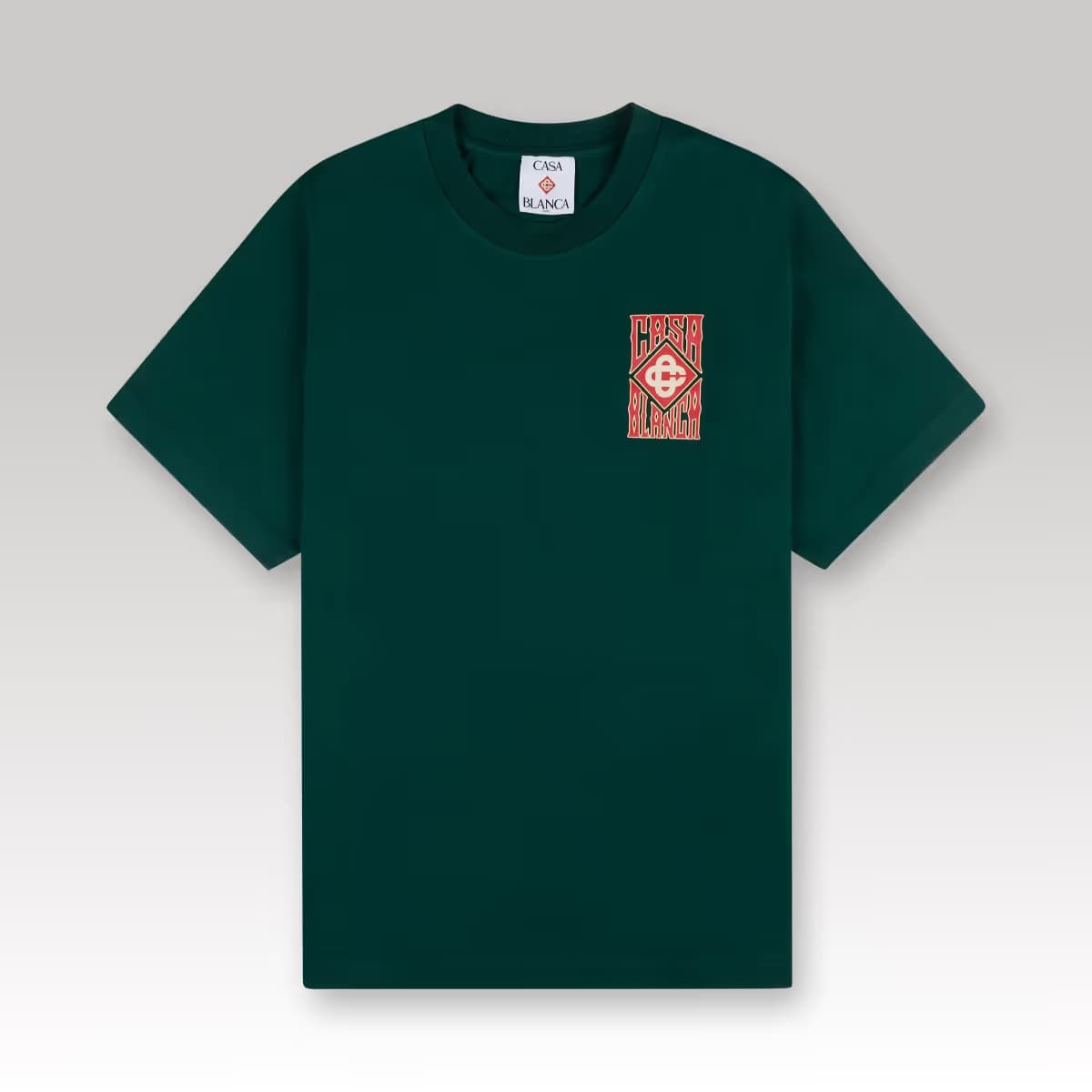 Gothic Stacked Logo Screen Printed T-shirt Green_1_00000