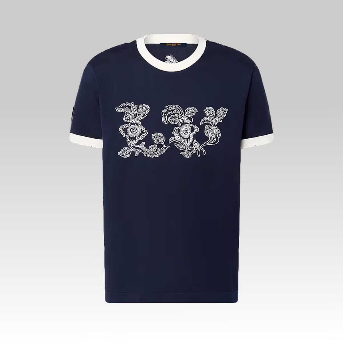 Graphic Intarsia Short-Sleeved Cotton Crewneck_2_00000