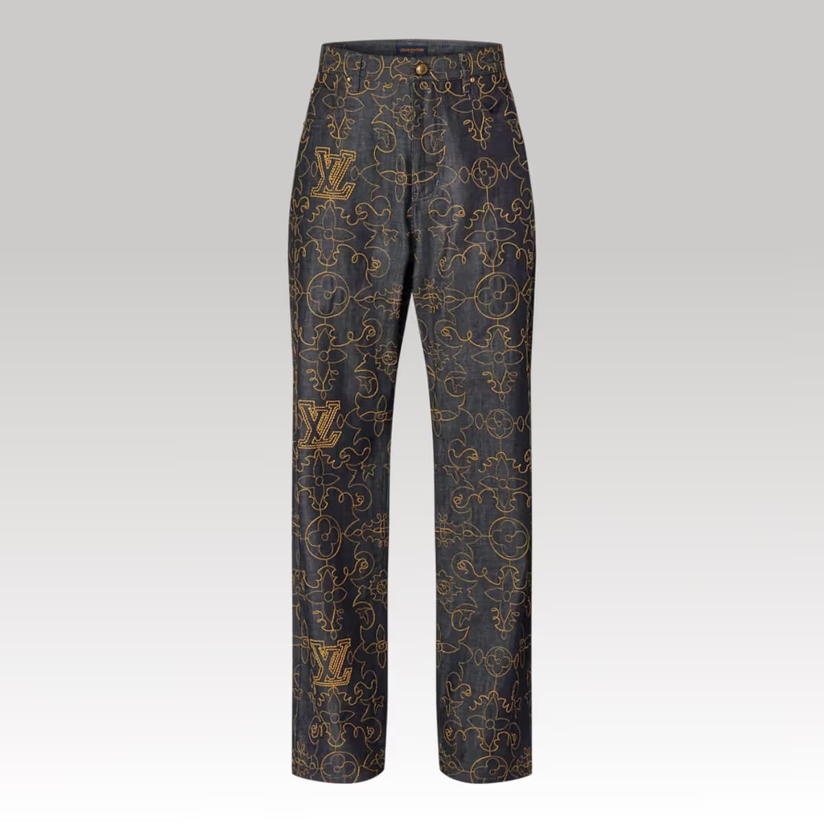 LV Embroidered Denim Pants_3_00000