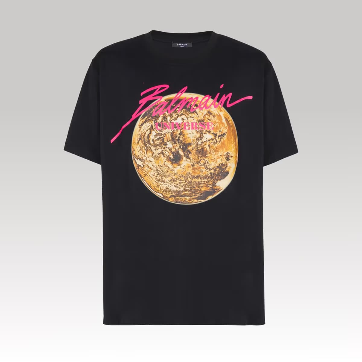 Printed Balmain Universe logo and planet T-shirt_00000