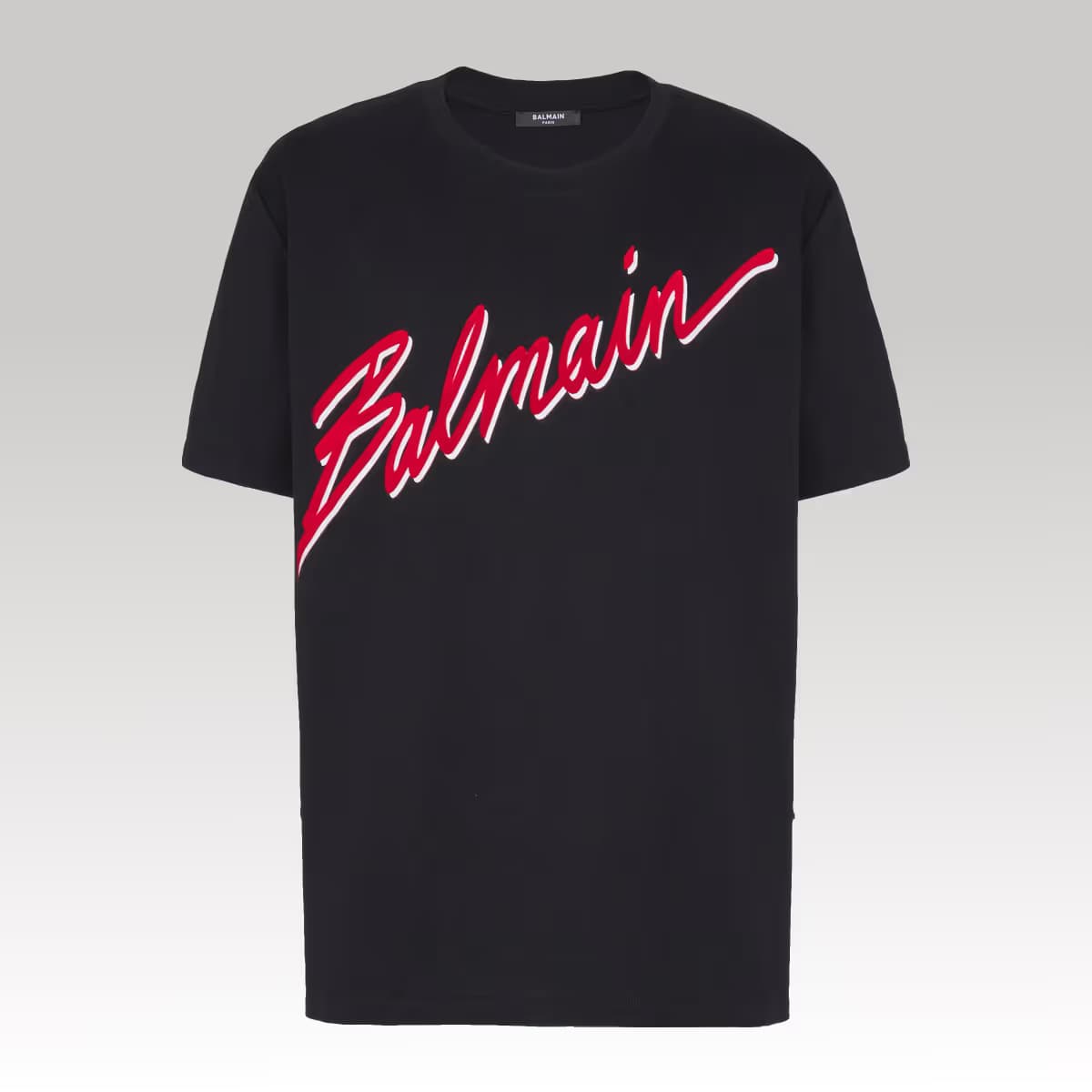 T-shirt with flocked Balmain Letter logo_00000