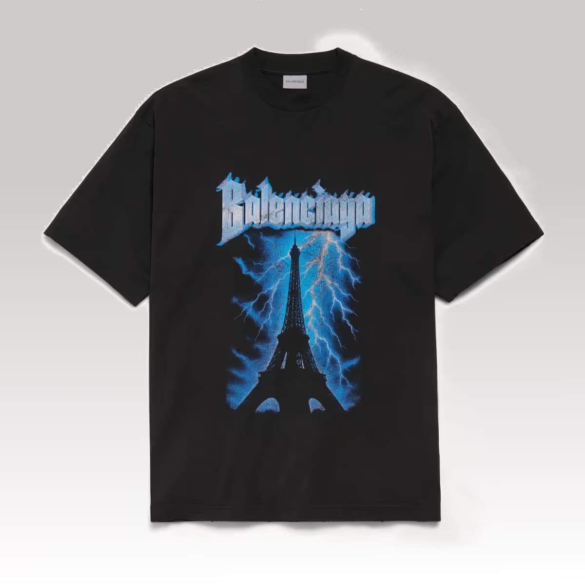 Balenciaga Paris Thunderstorm Oversized T-shirt in Black_00000