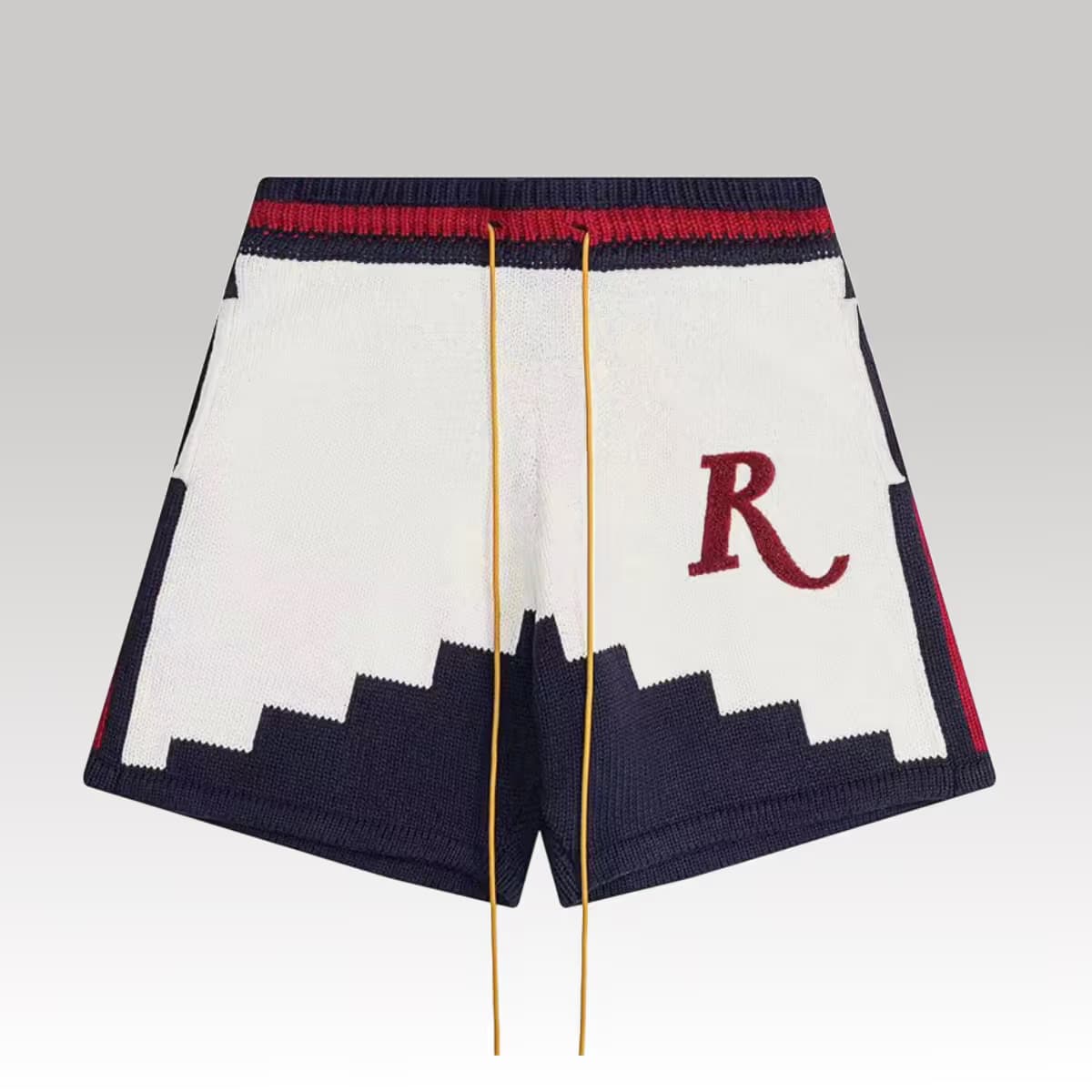 Rhude Saint Croix Straight-Leg Logo-Appliquéd Intarsia Cotton Drawstring Shorts_00000
